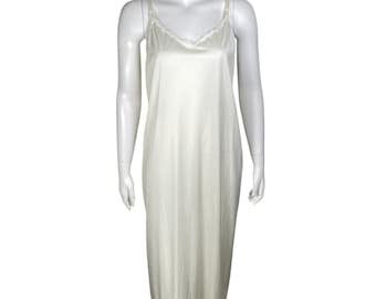 Shadowline Nylon Slip Dress Größe 44, Spitzenbesatz, verstellbare Träger, Made USA