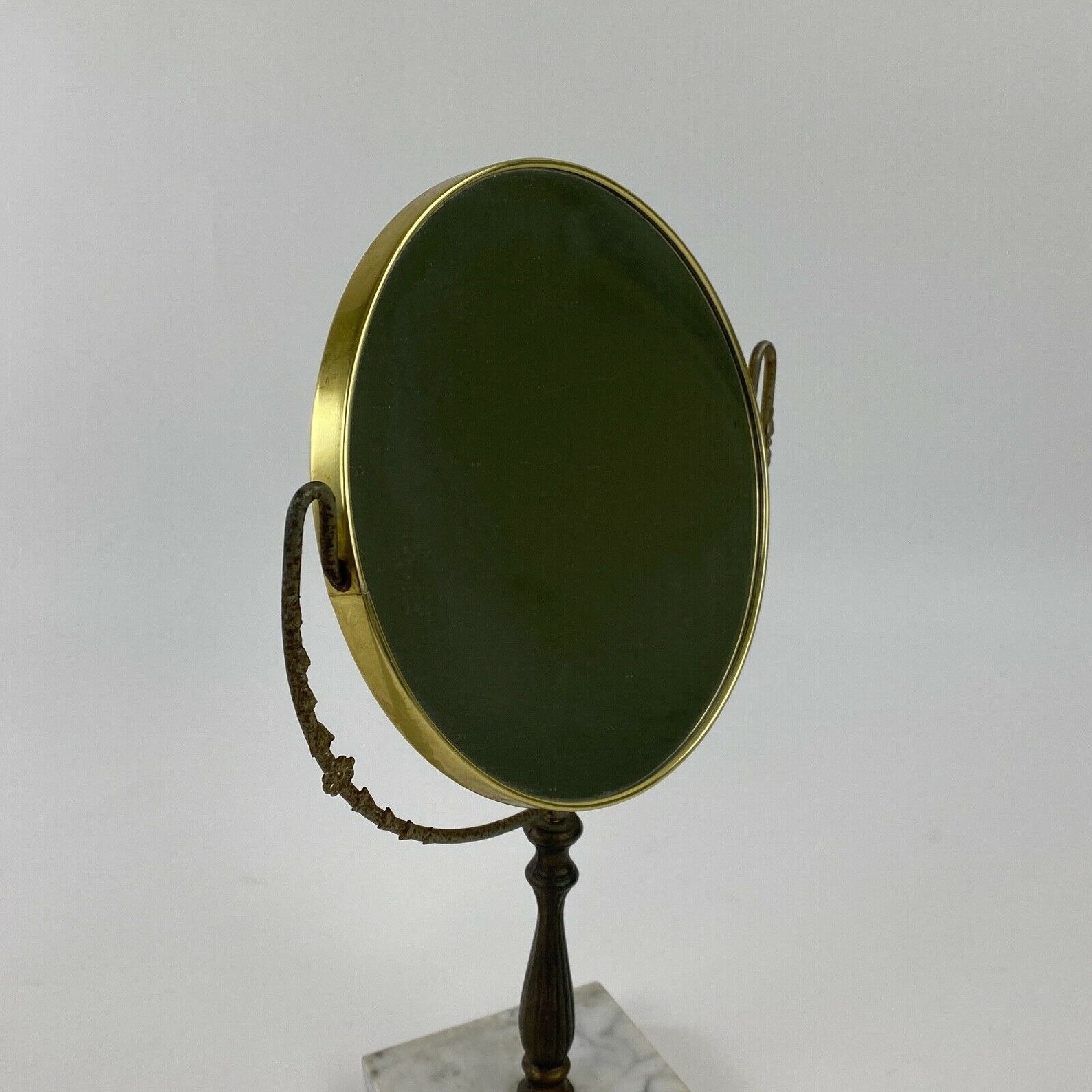 Shaving Vanity Mirror Magnifies Tilts Round Metal Frame Etsy
