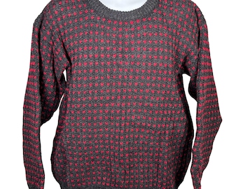 Woolrich Crewneck 100% Wool Sweater Mens Size L, Red and Gray, Pullover