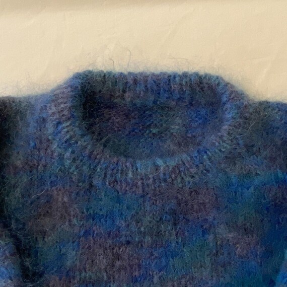 Vintage Handmade Knit Sweater, Blue Fuzzy Pullove… - image 5