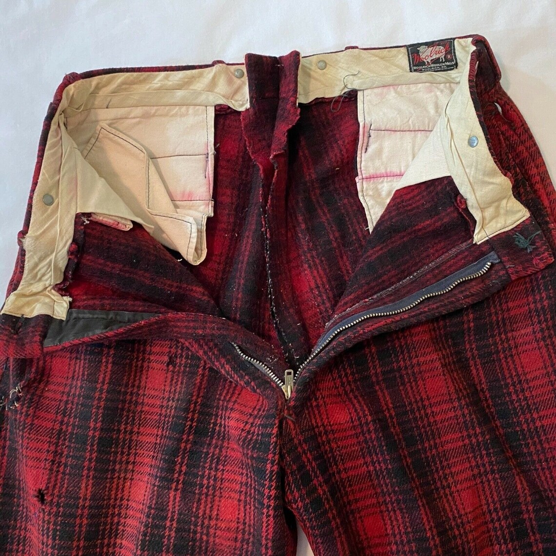 Woolrich Wool Hunting Mens Pants Red Buffalo Plaid 1950s Etsy