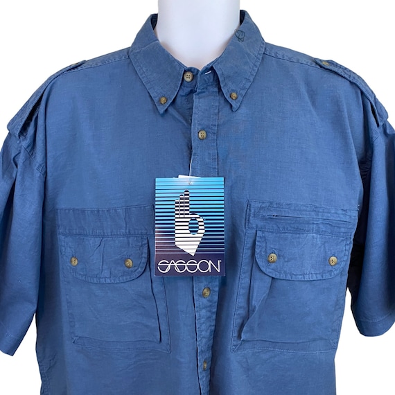 Sasson Button Up Shirt Mens XL, Short Sleeve, Blu… - image 2