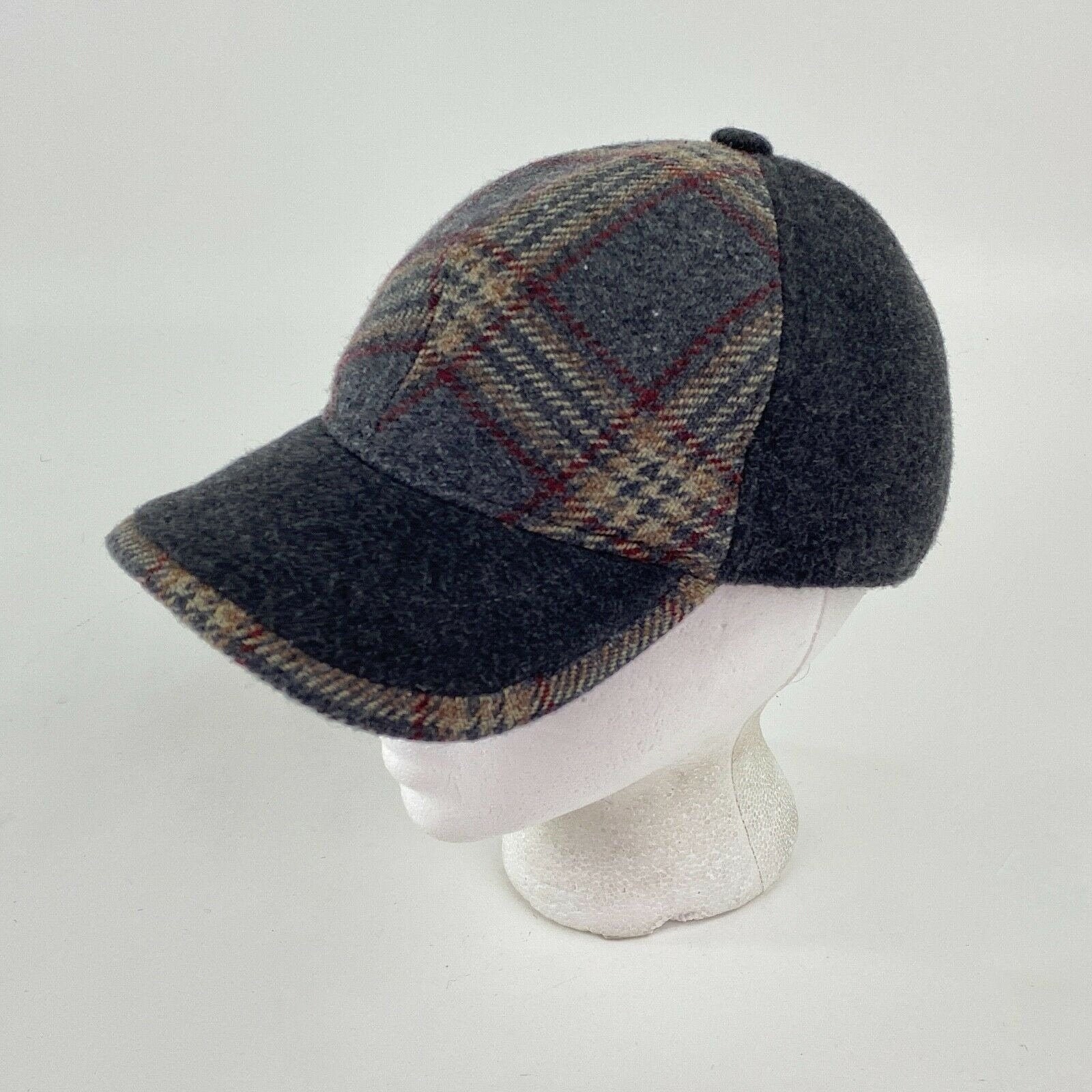 Wool Blend Baseball Cap Hat Mens Size 58 Gray Plaid 5 Panel Etsy UK