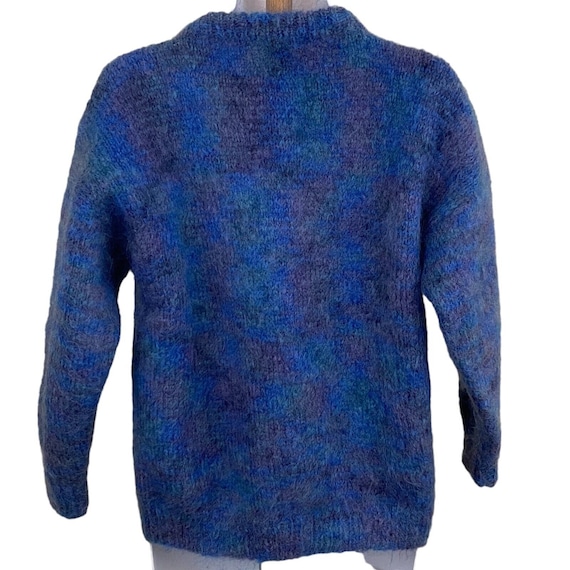Vintage Handmade Knit Sweater, Blue Fuzzy Pullove… - image 3