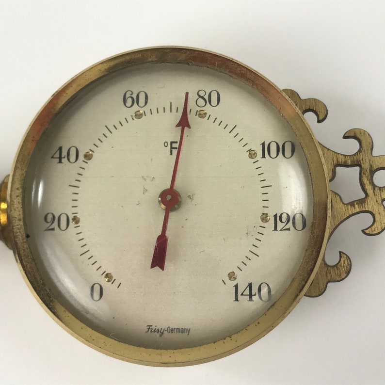Vintage Brass Frisy Thermometer Desk Top Key Shape Made in Etsy