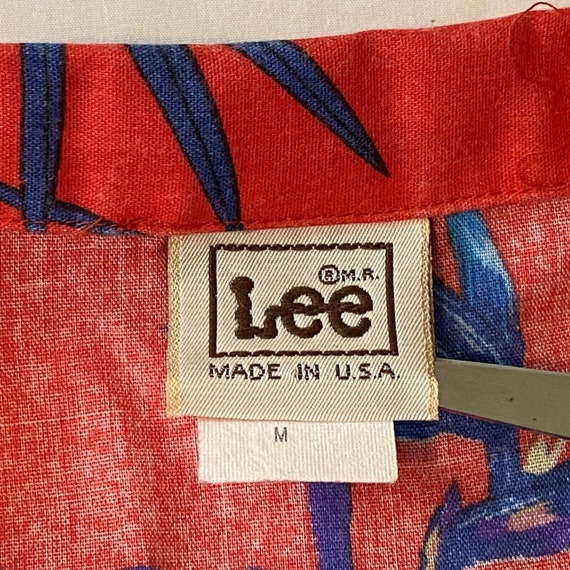 Lee Hawaiian Shirt Mens M, Button Up, Red, Made i… - image 4