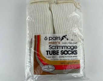 6 pares de calcetines Woolworth Scrimmage Tube para hombre, para tallas 10 -13, sobre la pantorrilla, pie acolchado de rizo