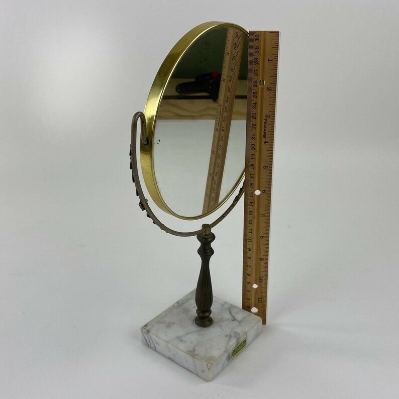 Shaving Vanity Mirror Magnifies Tilts Round Metal Frame Etsy