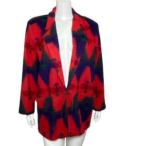 Jeans Wear Southwestern Axtec Blazer Jacket Womens Size M, Long Sleeve, Made in USA