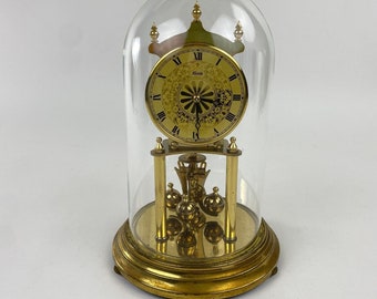 Kundo Anniversary Clock Glass Dome, West Germany, No Key, Being Sold for Parts or Repair