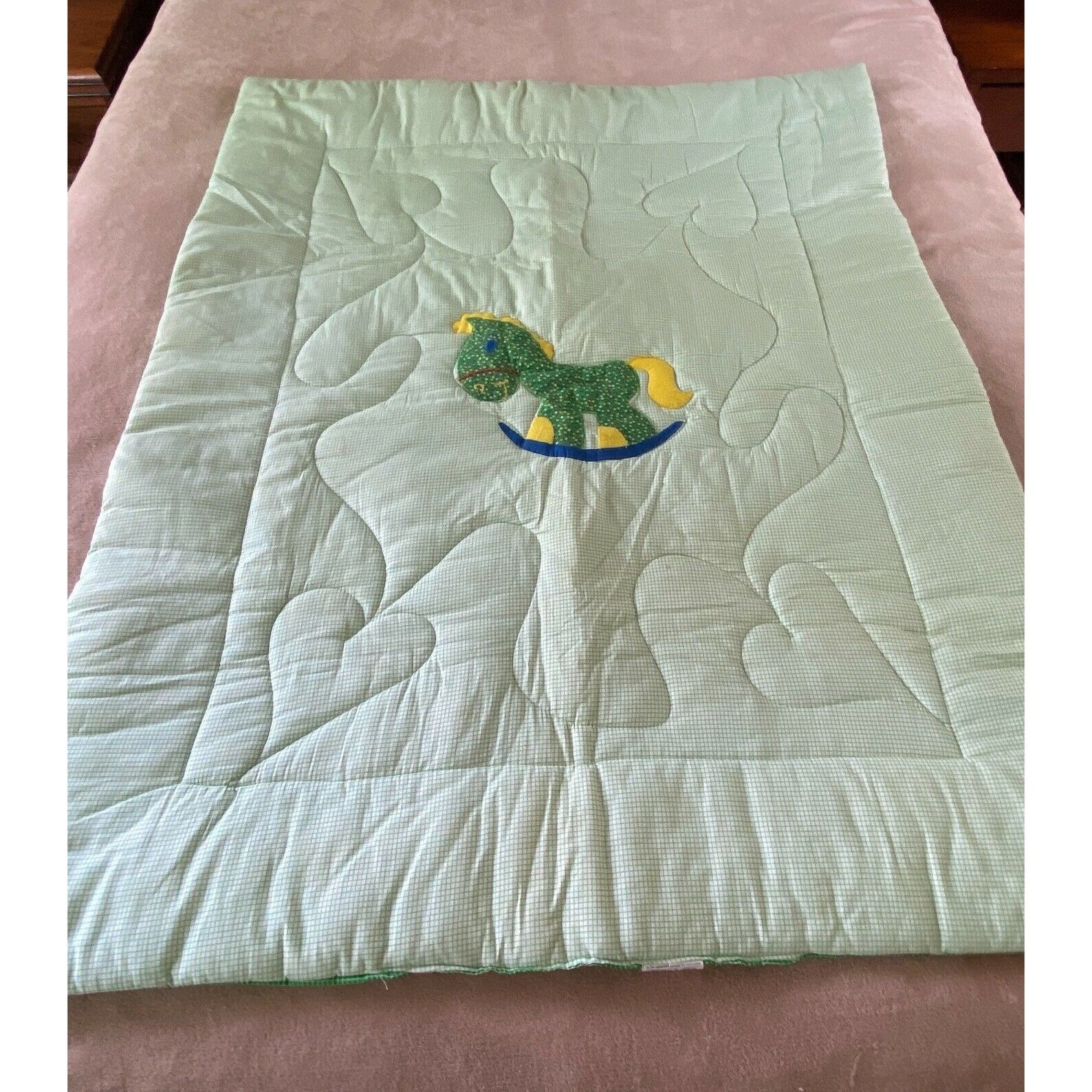 Red Calliope Baby Crib Quilt Quilted Blanket Rocking Horse Etsy