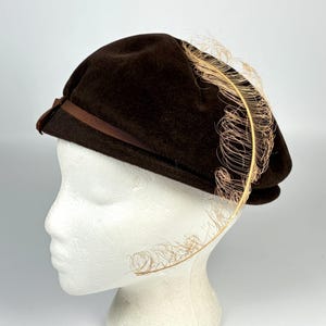 Stylish Brown Velvet  Hat with Button Accents Brown Velvet Hat - Etsy main image 4