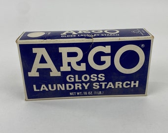 Argo Powdered Gloss Laundry Starch, 16 oz Blue Box, Unopened