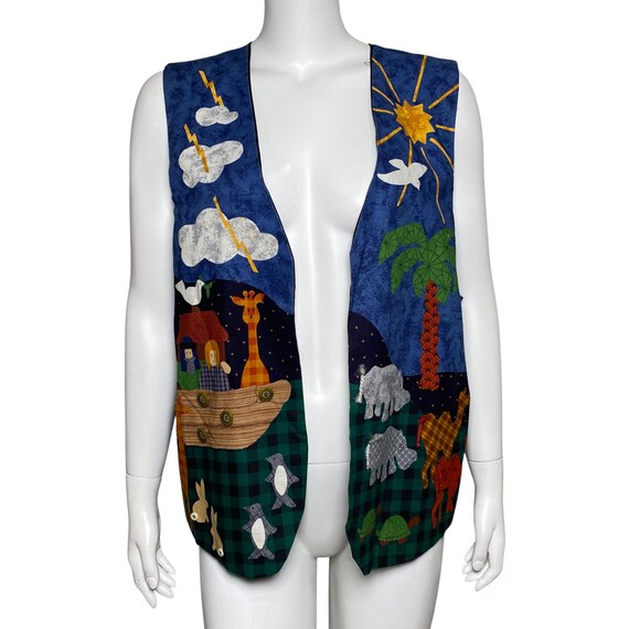 1997 Noahs Ark Patchwork Vest, Handmade Clothing,… - image 1