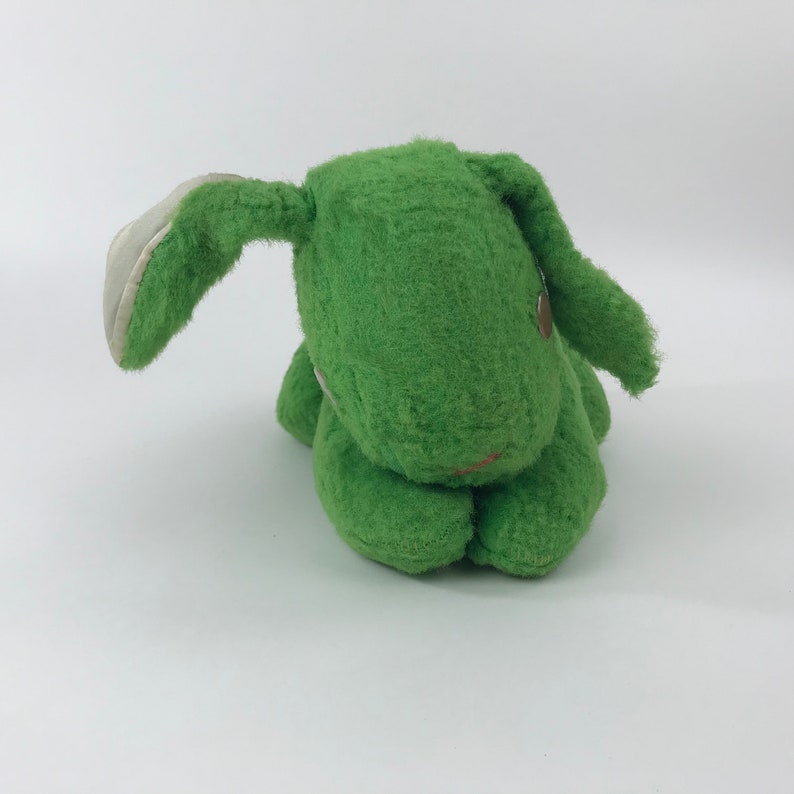 Vintage Green Bunny Rabbit Plush Stuffed Animal Laying Down Etsy