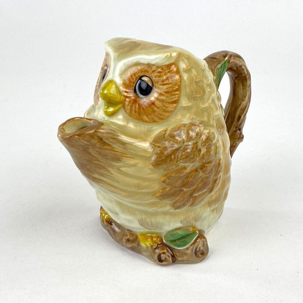 Otagiri Owl Creamer, Signed Mary Ann Baker, Hand Painted, Ceramic, Made in Japan