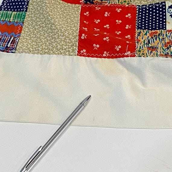 Vintage Handmade Patchwork Half Apron With Tie Ba… - image 6