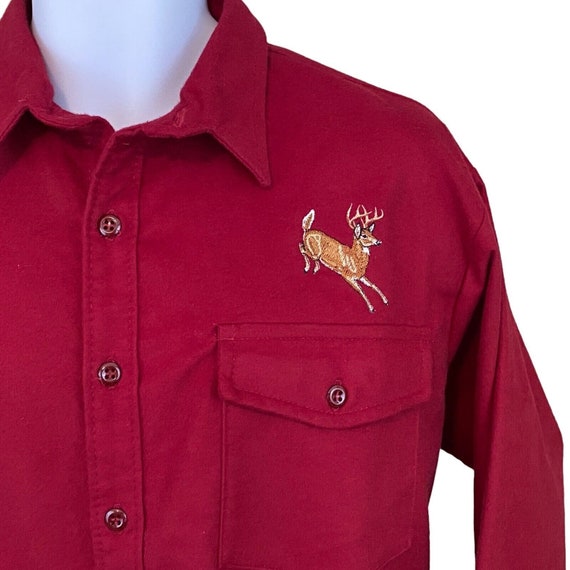 Ideal Red Chamois Flannel Shirt Mens Size L, Butt… - image 2