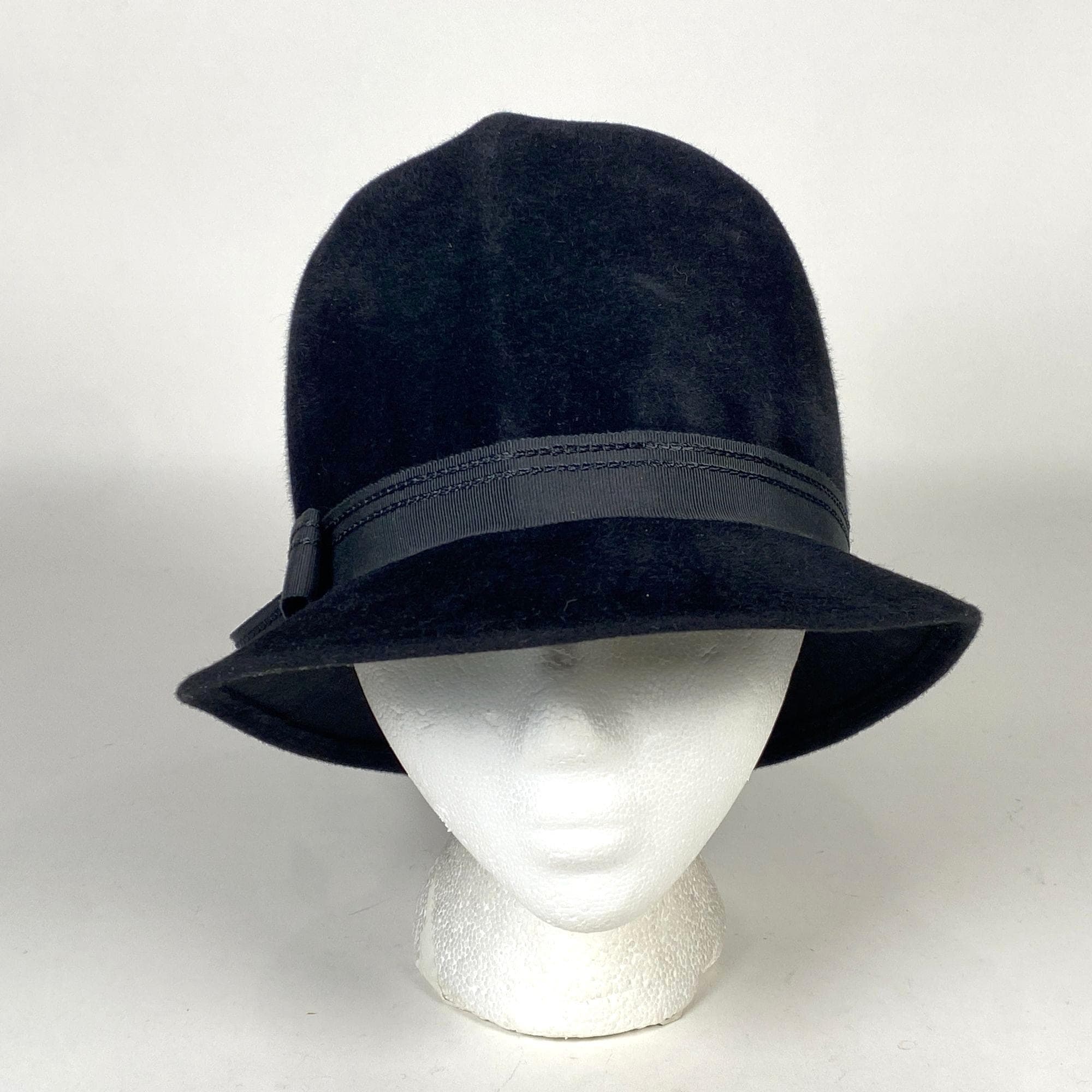 Vintage 1960s Duchess Italian Blue Faux Fur Bucket Hat + Ribbon Bow Applique Faux Fur Original 1950s Vintage Hats for Women for sale | eBay main image 3