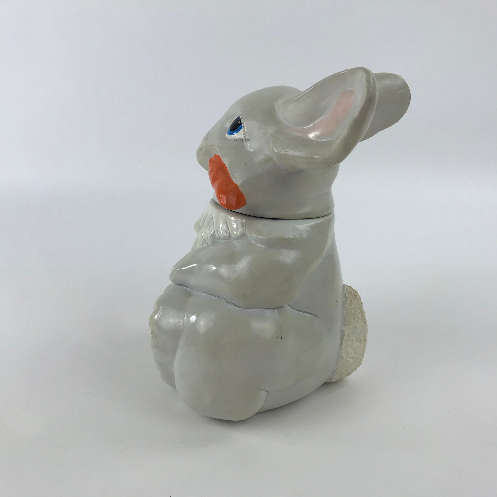 Vintage Ceramic Bunny Rabbit Jar With Lid Pointy Ear Gray Etsy
