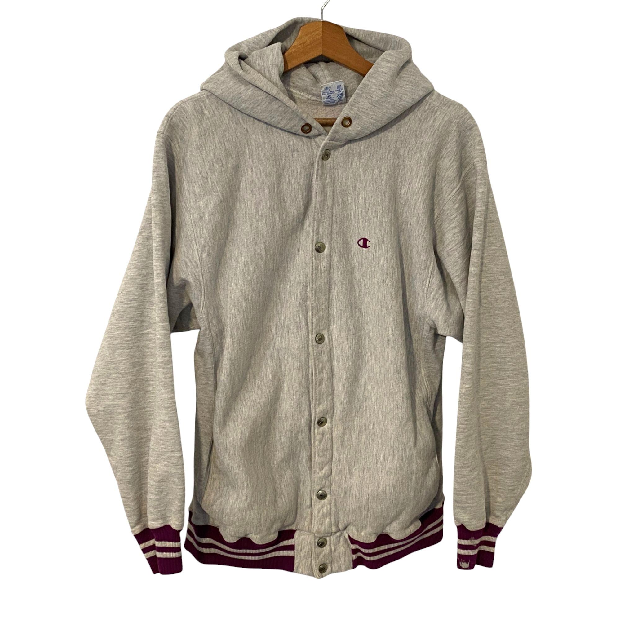 トップス 90s champion reverse weave snap 90s Champion Reverse Weave Snap Button Hoodie Jacket Mens XL