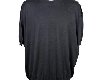 Jersey de manga corta de mezcla de seda negra Norm Thompson para hombre, talla XXL, jersey tipo jersey.