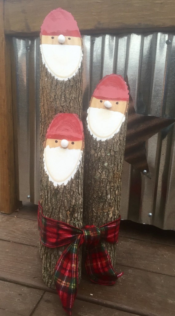 Santa Logs Primitive Christmas Decoration | Etsy