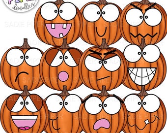 Pumpkin Faces Clipart, Pumpkin Clipart, Fall Clipart, Halloween Clipart