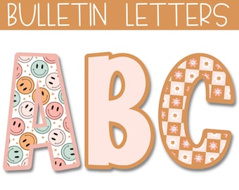 Groovy Retro Bulletin Board Letters, Letter Clipart, Printable Bulletin Board Letters, Lettering Pack for Bulletin Boards, Classroom