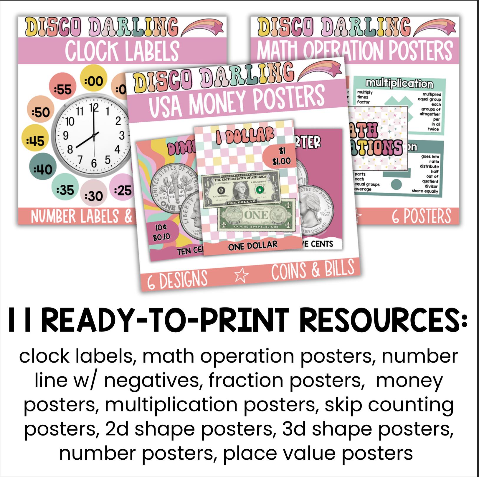Math Classroom Posters, Math Posters for Classroom, Groovy Retro ...