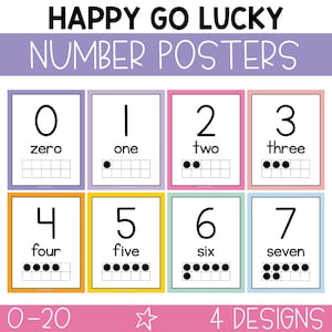 Retro Number Posters, Number Posters with Ten Frames, Ten Frame Number Posters, Counting Visual, Counting Posters, Printable Number / HGL