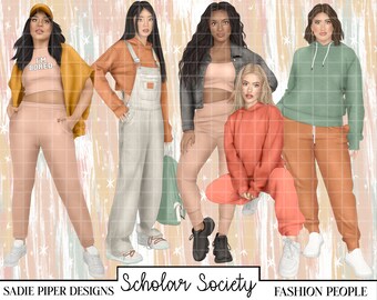 SCHOLAR SOCIETY Fashion People, Back to School Clipart College Clipart, School Supplies Stationary Planner Clipart Teacher Student Education