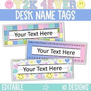 Editable Desk Name Tags for Students, Retro Desk Name Plates for Students, Classroom Labels, Multi Purpose Classroom Labels, Retro Groovy