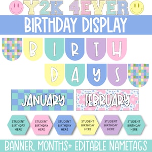 Birthday Display for Classroom, Bulletin Board Birthday Display, Editable Birthday Display, Bright Rainbow Classroom Decor, Printable Poster