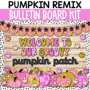 Groovy Fall Bulletin Board Decor, Retro Fall Bulletin Board, Fall Classroom Decor, Retro Spooky Autumn Decor 70s pumpkin patch, Trendy Neon