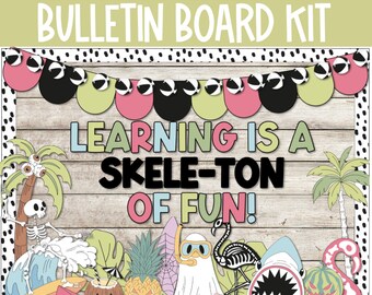Halloween Bulletin Board Decor, Pink Halloween Bulletin Board, Halloween Classroom Decor, Tropical Halloween Decor, Tropical Classroom Decor
