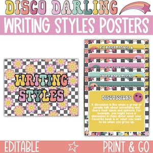 Editable Writing Styles Posters, English Posters, ELA Educational Posters, Language Arts Posters, Writing Posters, Educational Disco Cowgirl