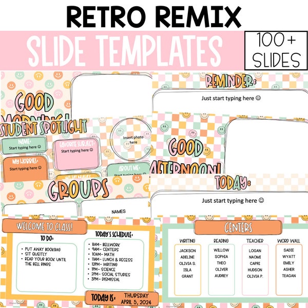 Retro Slide Templates for Classroom, Groovy Slides Templates, Classroom Management Slides, Retro Slides Templates For Google Slides