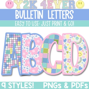Retro Remix Groovy Bulletin Board Letters, Letter Clipart, Printable Bulletin Board Letters, Lettering Pack for Bulletin Boards, Boho