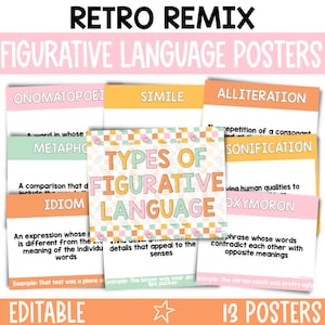 Editable Figurative Language Posters, Literary Devices, Figure of Speech Educational Posters, English Grammar Resources, English - RTRMX