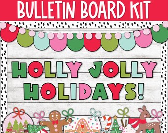 Preppy Christmas Bulletin Board Kit Bright December Bulletin Board Door Decor Bows Coquette Bulletin Board Classroom Winter Holiday Door Dec