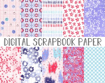 AMERICAN BABE Papers, 4th of July Digital Scrapbook Paper, Independence Day, Americana Theme, American Clipart USA Aesthetic Patterns