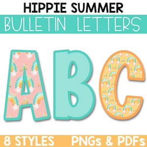 Groovy Retro Bulletin Board Letters, Letter Clipart, Printable Bulletin Board Letters, Lettering Pack for Bulletin Boards, Classroom