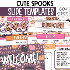 ハロウィーンのスライド テンプレート、レトロなハロウィーンの Google スライド、ハロウィーンの教室の装飾、教室用のスライド テンプレート