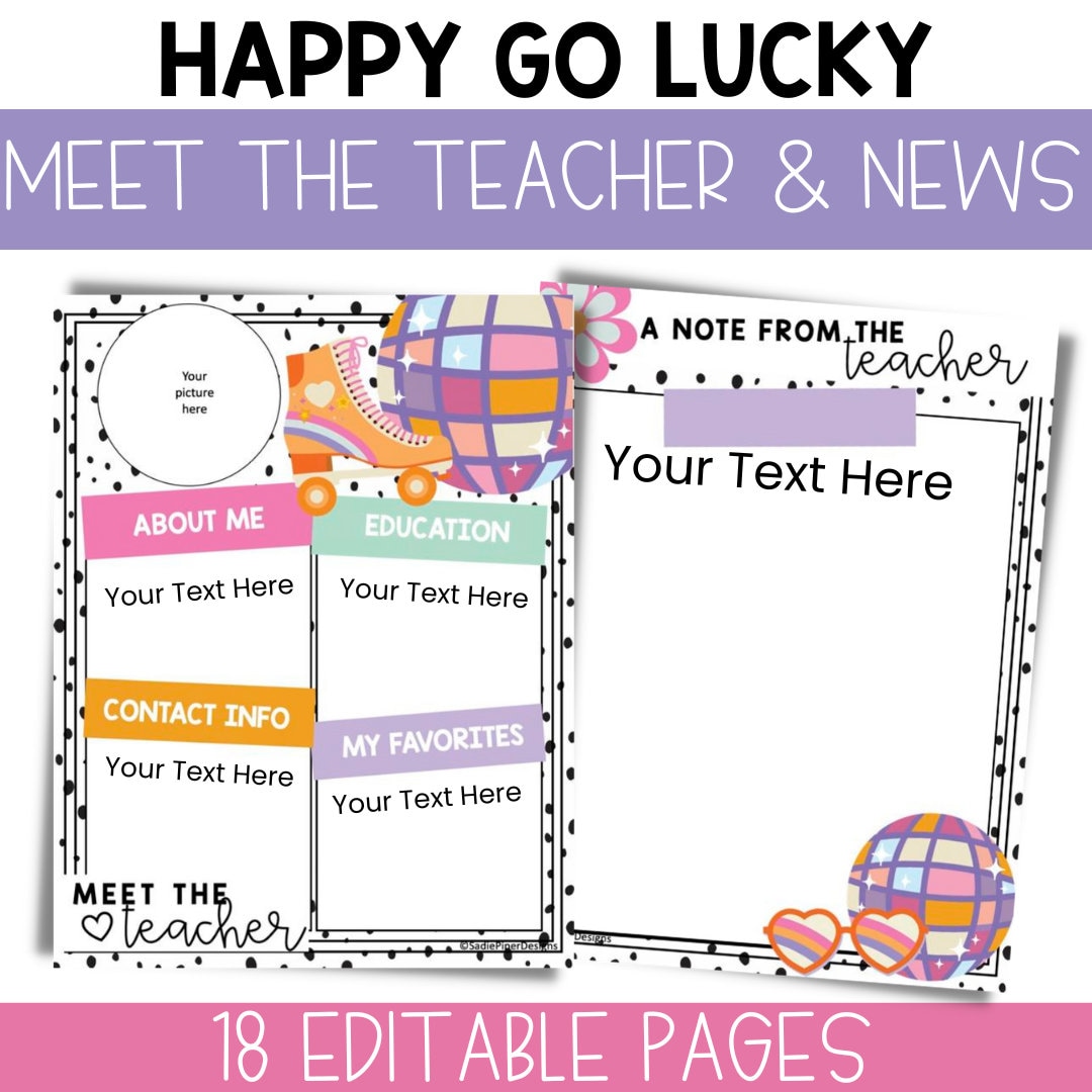 Retro Groovy Meet the Teacher Templates, Editable Meet the Teacher ... image.