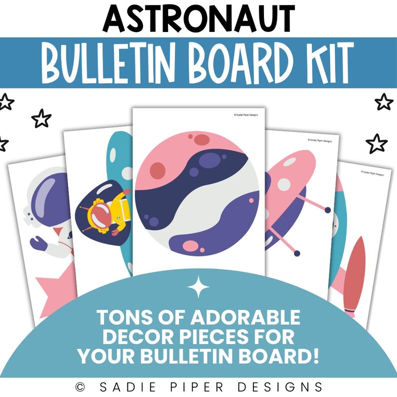 Astronaut Bulletin Board Outer Space Classroom Decor Planets Earth ...