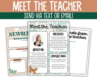 Tropical Meet the Teacher Templates, Editable Meet the Teacher Flyer, Boho Class Newsletter Template, Custom Meet the Teacher