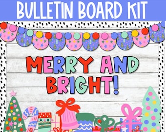Bright Christmas Bulletin Board Decor, Retro Christmas Bulletin Board, Winter Classroom Decor, Nostalgic Christmas Decor, 70s Christmas