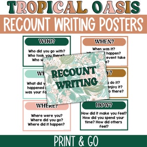 Recount Writing Posters, English Posters, ELA Educational Posters, Language Arts Posters, Writing Posters, Educational Resources, tropical