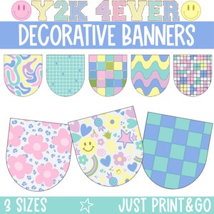 Bulletin Board Bunting, Decorative Banners for Classroom, Retro Groovy Classroom Decor, Printable Classroom Decor, Editable Classroom Decor
